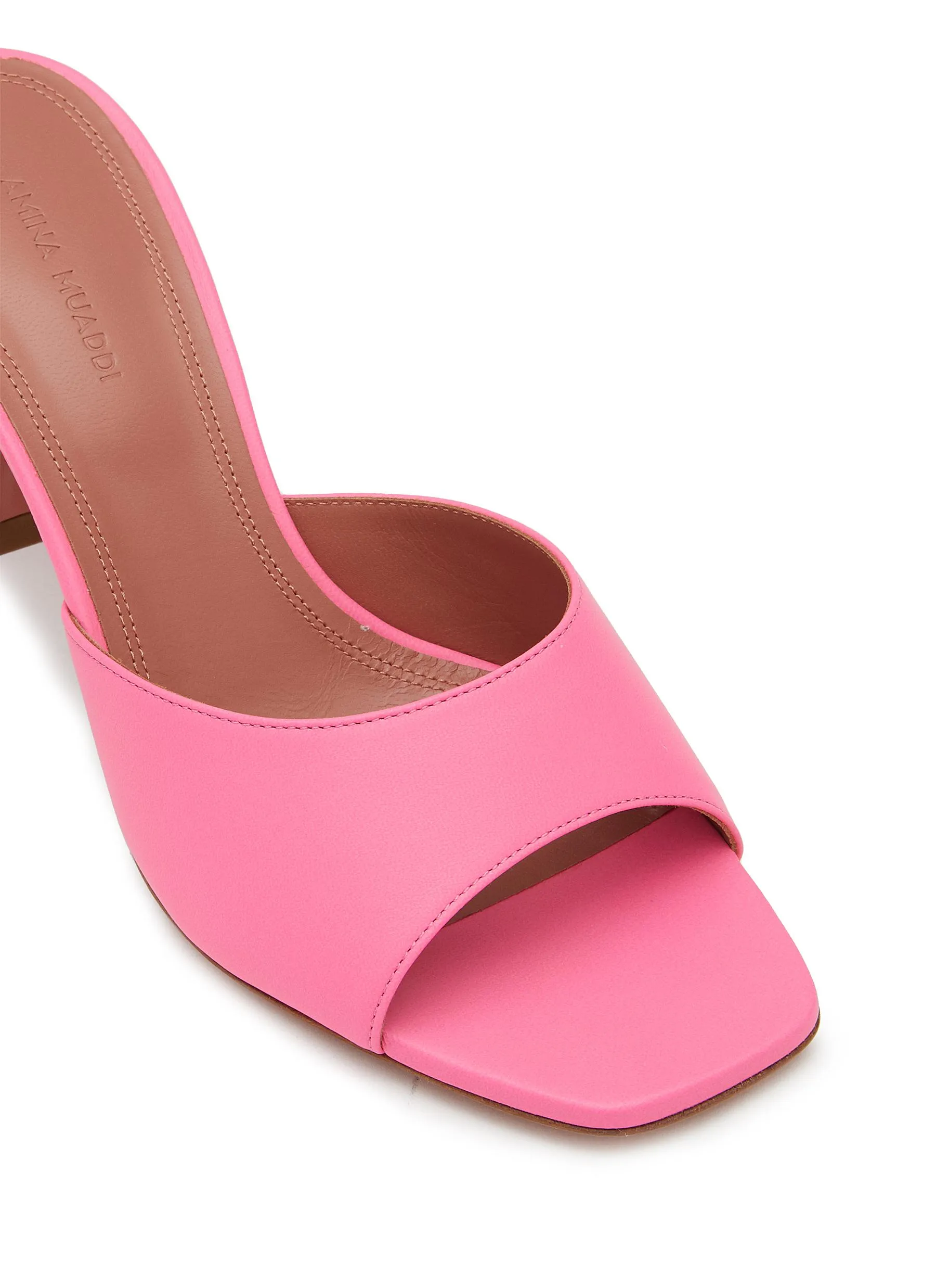 -----------AMINA MUADDI ---- ------------BRIGHT PINK ----Lupita 70 Leather Heeled Sandals --