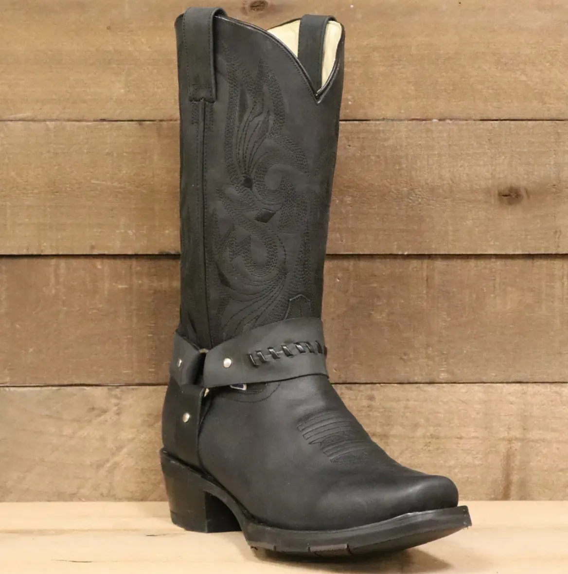 1162 - Rockin Leather Men's Black Leather Harness Boot