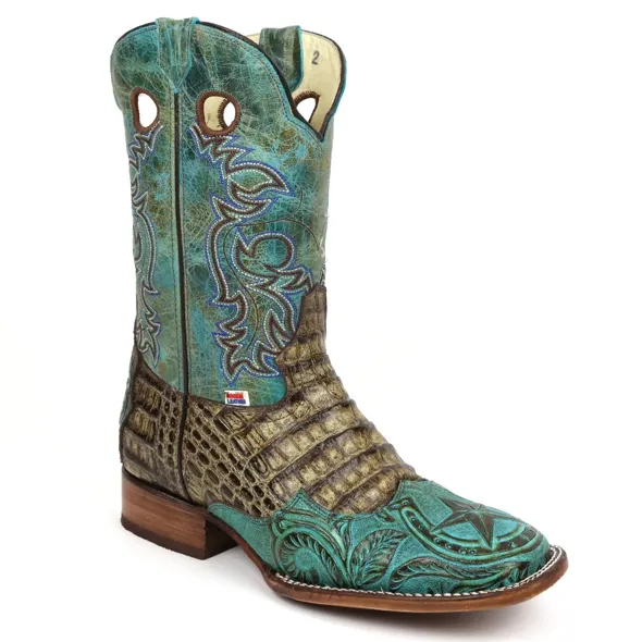 1191 - Rockin Leather Men's Gator Print with Overlay Western Boot