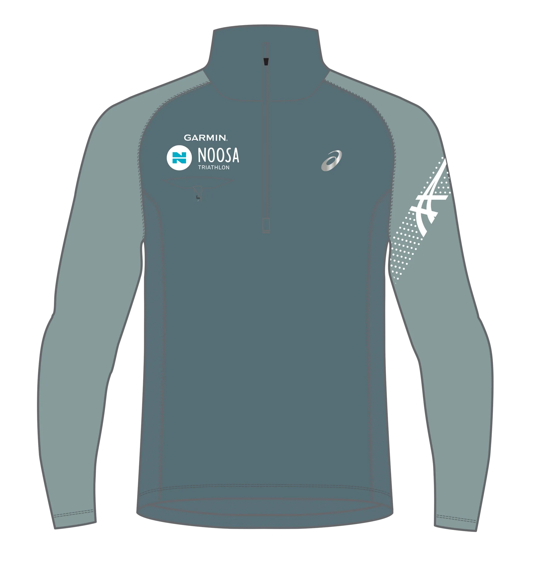 2023 Noosa Triathlon Men's ASICS Half Zip - Foggy Teal