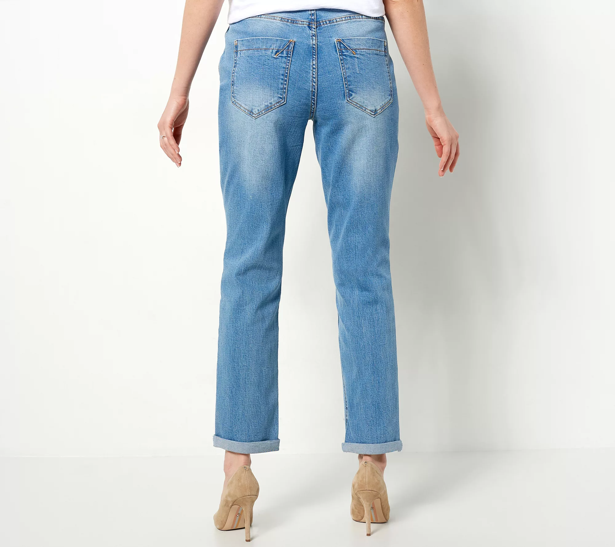 "As Is" Studio Park x Amy Stran Petite Boyfriend Jeans - Blue Wash