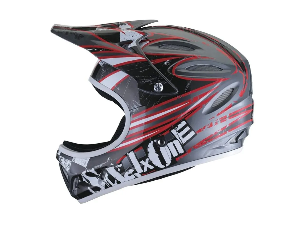 661 Strike Full Face Helmet - Gun Metal-Black-Red