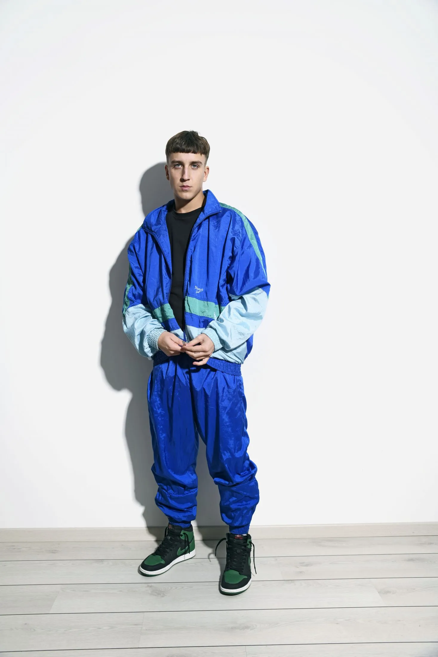 80s vintage rave tracksuit set in blue colour