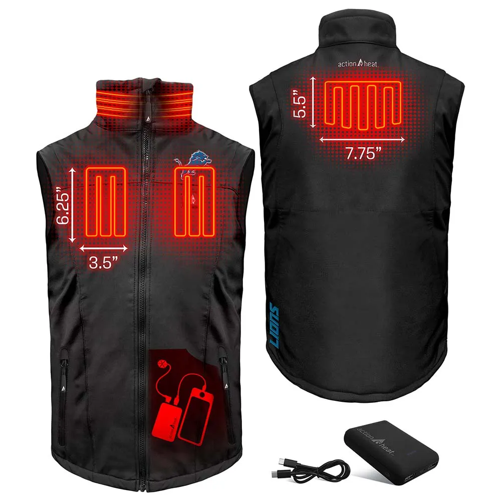 ActionHeat Detroit Lions 5V Men's Softshell Battery Heated Vest