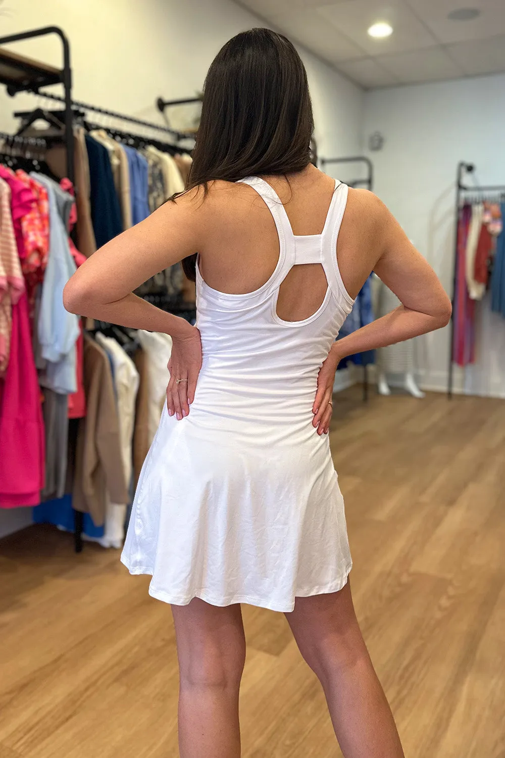 Active Tennis Dress Romper White