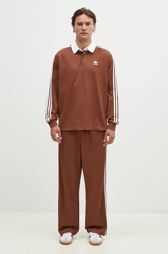 adidas Originals joggers Baggy Track Pant brown color with an application IZ2476