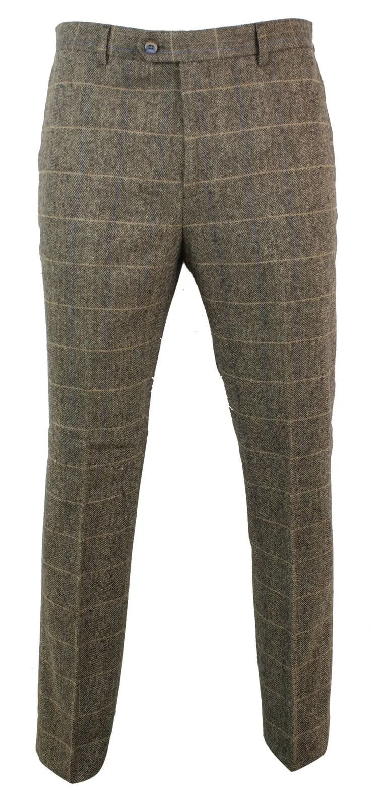 Albert - Men's Tan Brown Tweed Trousers