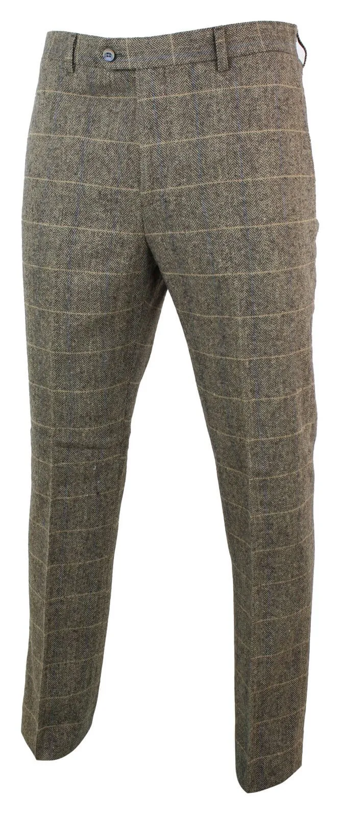 Albert - Men's Tan Brown Tweed Trousers