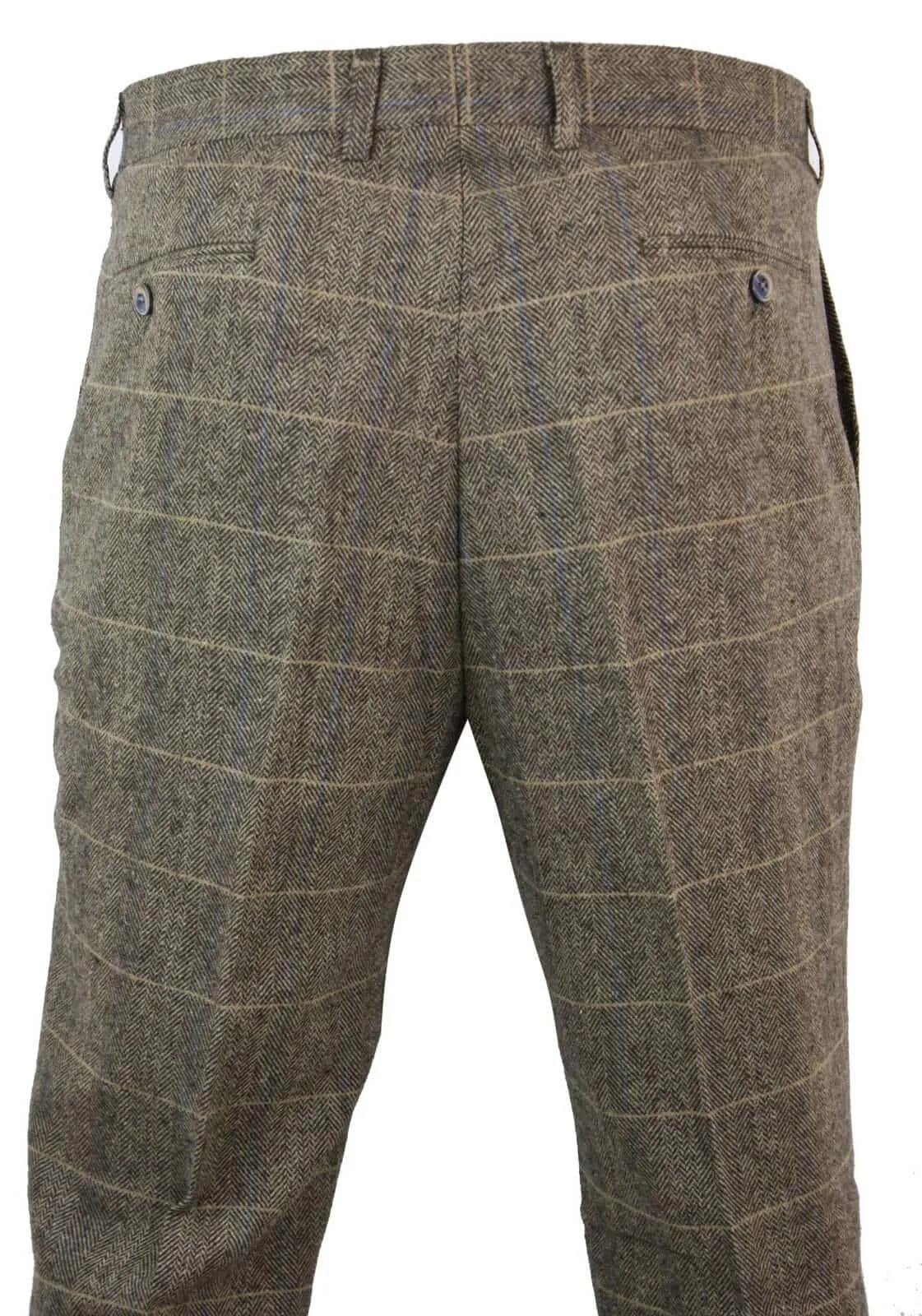 Albert - Men's Tan Brown Tweed Trousers