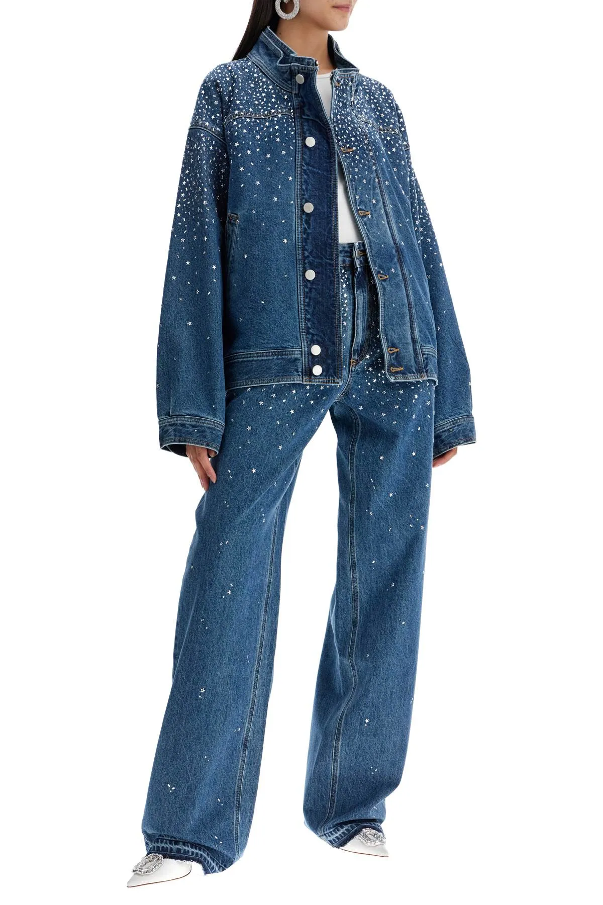 Alessandra Rich    Alessandra Rich Baggy Jeans With Applique