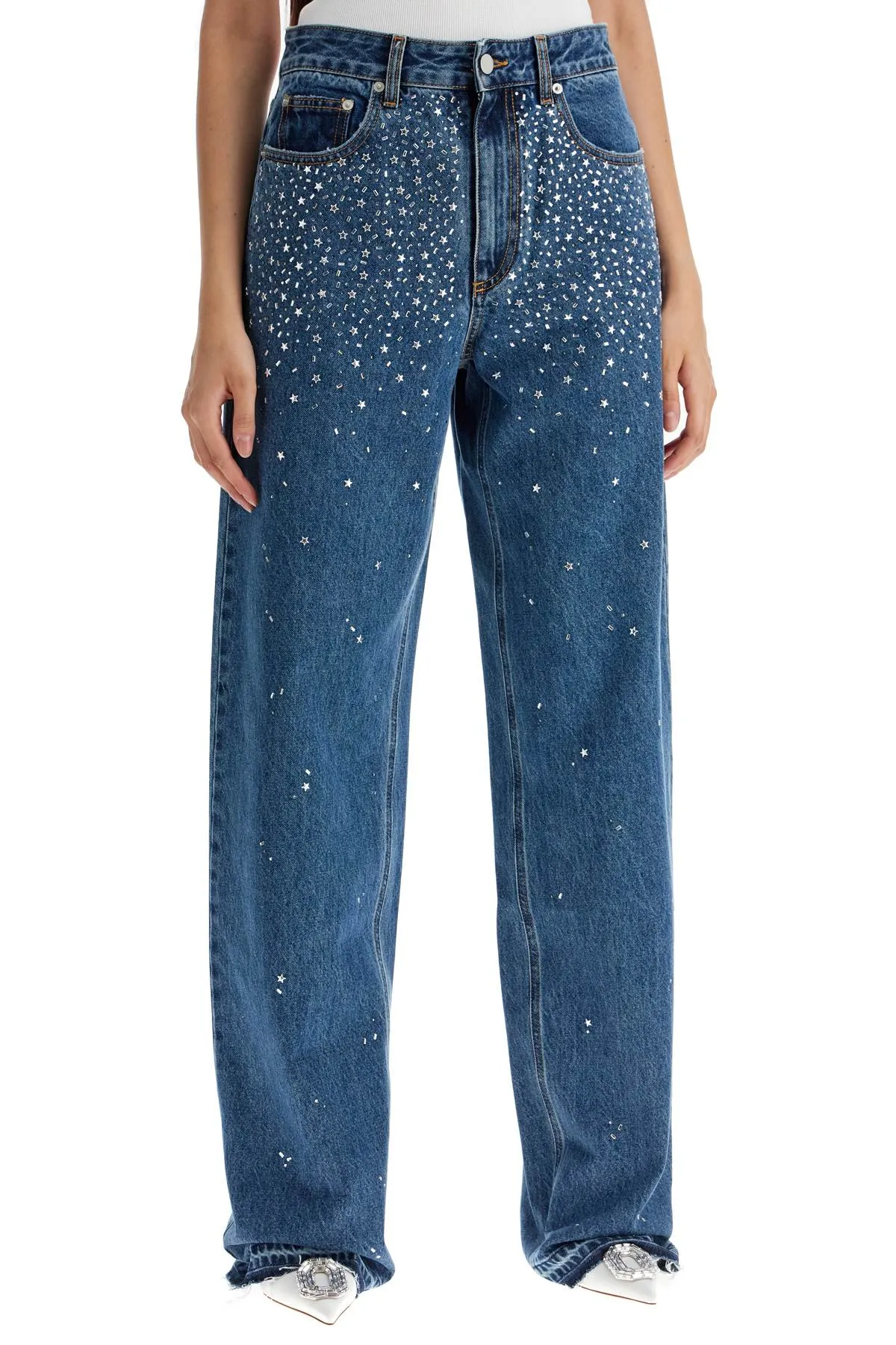 Alessandra Rich    Alessandra Rich Baggy Jeans With Applique