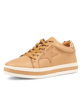 ALFIE & EVIE Plumber Camel Cheetah Leather Sneakers