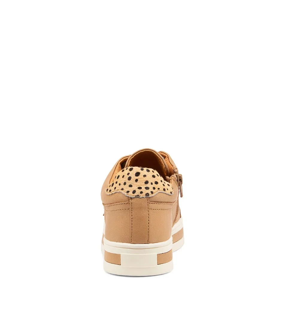 ALFIE & EVIE Plumber Camel Cheetah Leather Sneakers