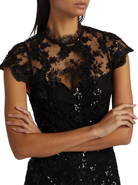 Alice + Olivia    Alaina Lace Romper Black