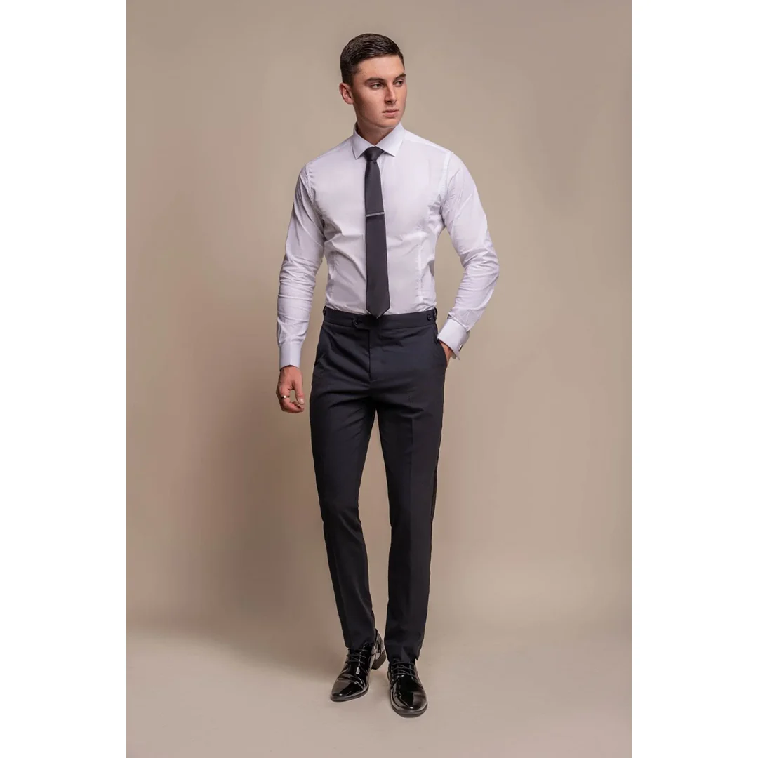 Aspen - Men's Plain Navy Classic Trousers