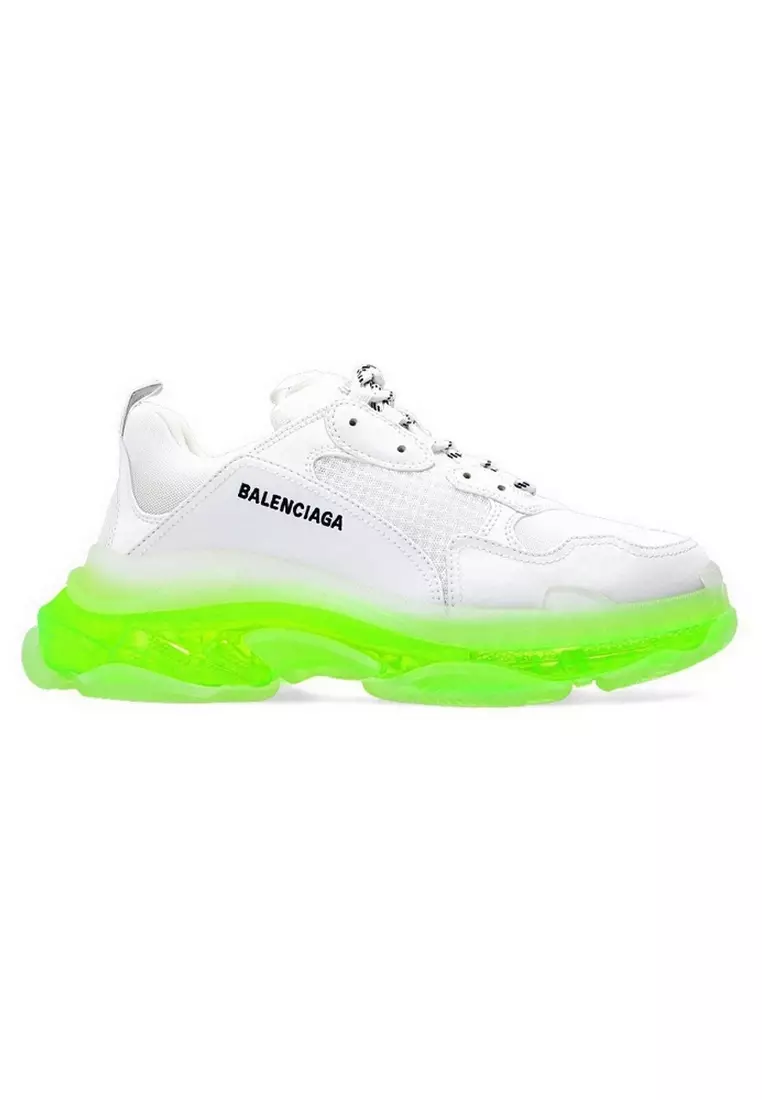 BALENCIAGA Balenciaga Triple S Clear Sole Men's Sneakers in White/Yellow Fluo