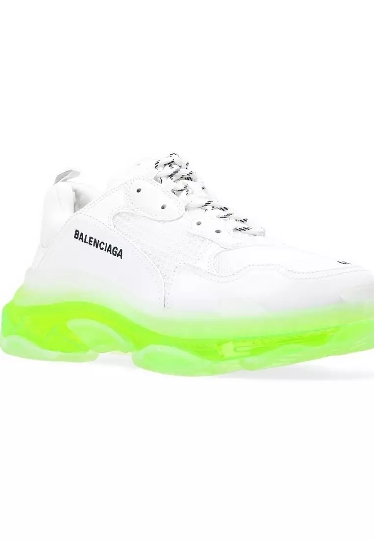 BALENCIAGA Balenciaga Triple S Clear Sole Men's Sneakers in White/Yellow Fluo