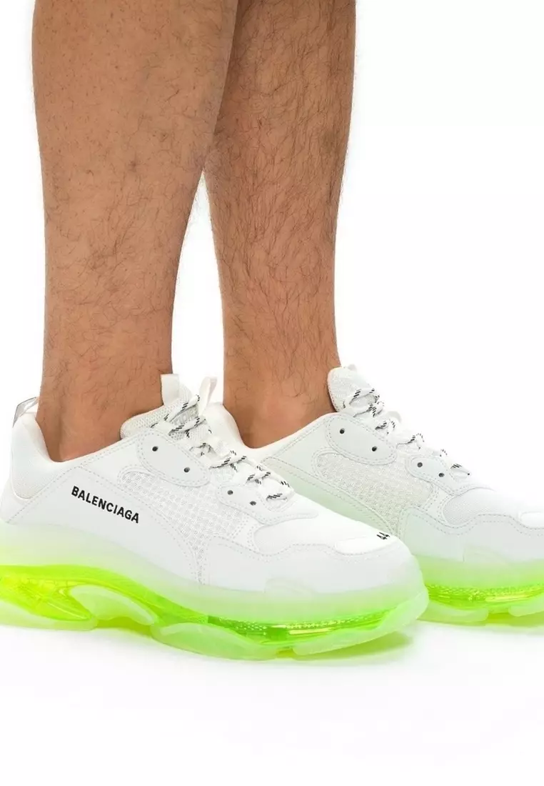 BALENCIAGA Balenciaga Triple S Clear Sole Men's Sneakers in White/Yellow Fluo