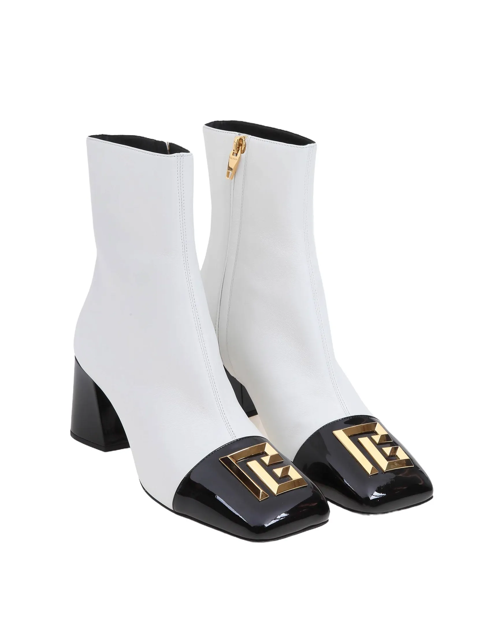 BALMAIN EDNA ANKLE BOOT IN BLACK AND WHITE LEATHER