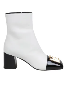 BALMAIN EDNA ANKLE BOOT IN BLACK AND WHITE LEATHER