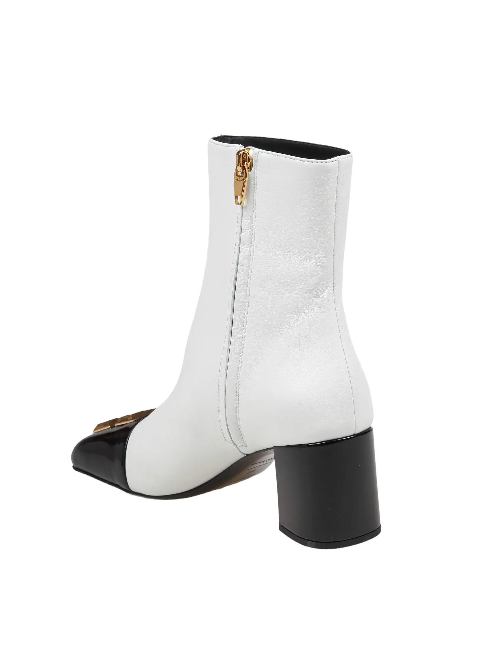 BALMAIN EDNA ANKLE BOOT IN BLACK AND WHITE LEATHER