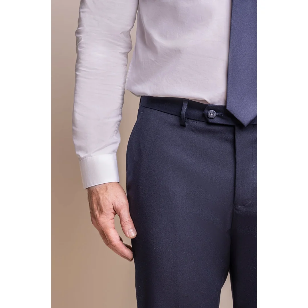 Baresi - Men's Plain Navy Classic Trousers