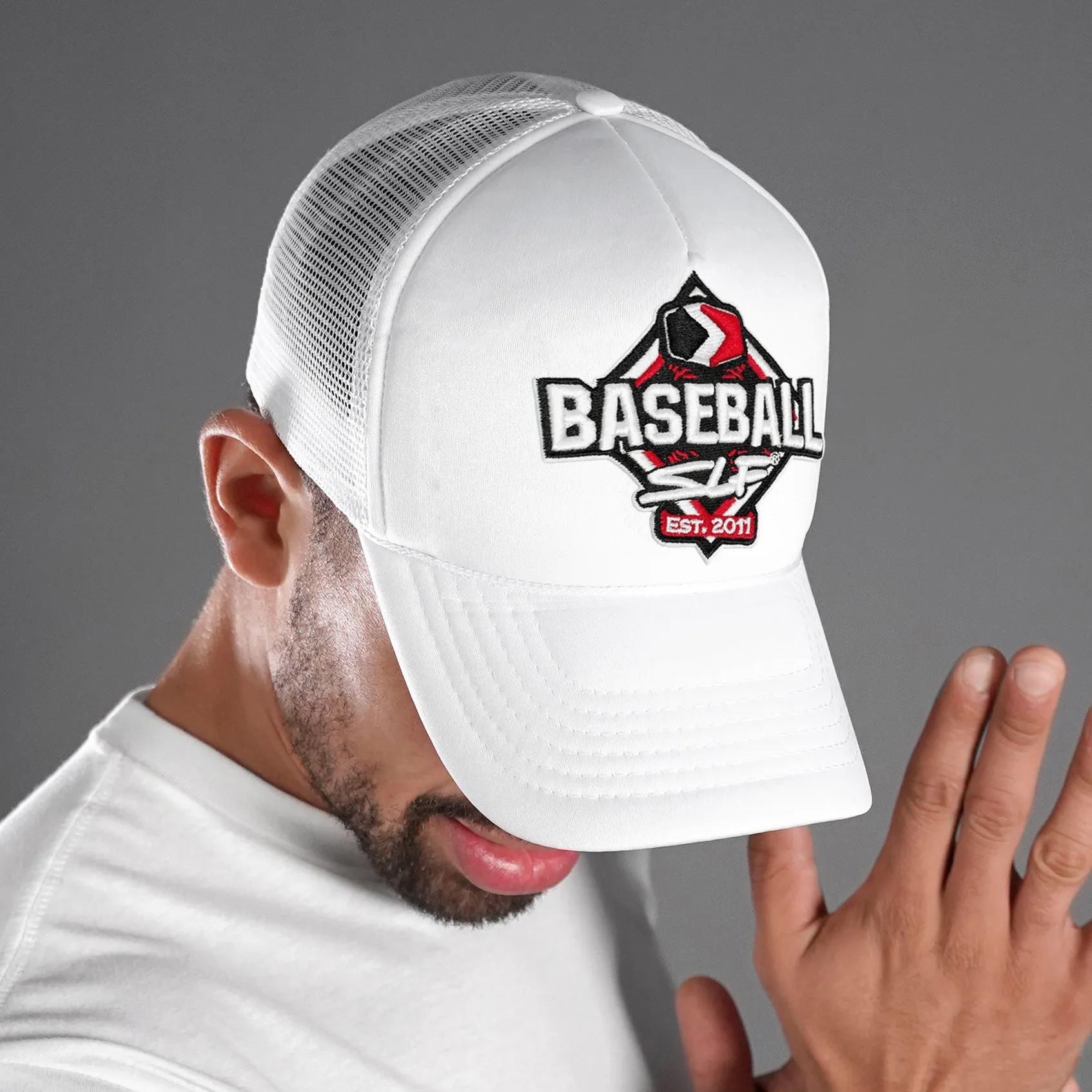 Baseball SLF Patch White Trucker Hat