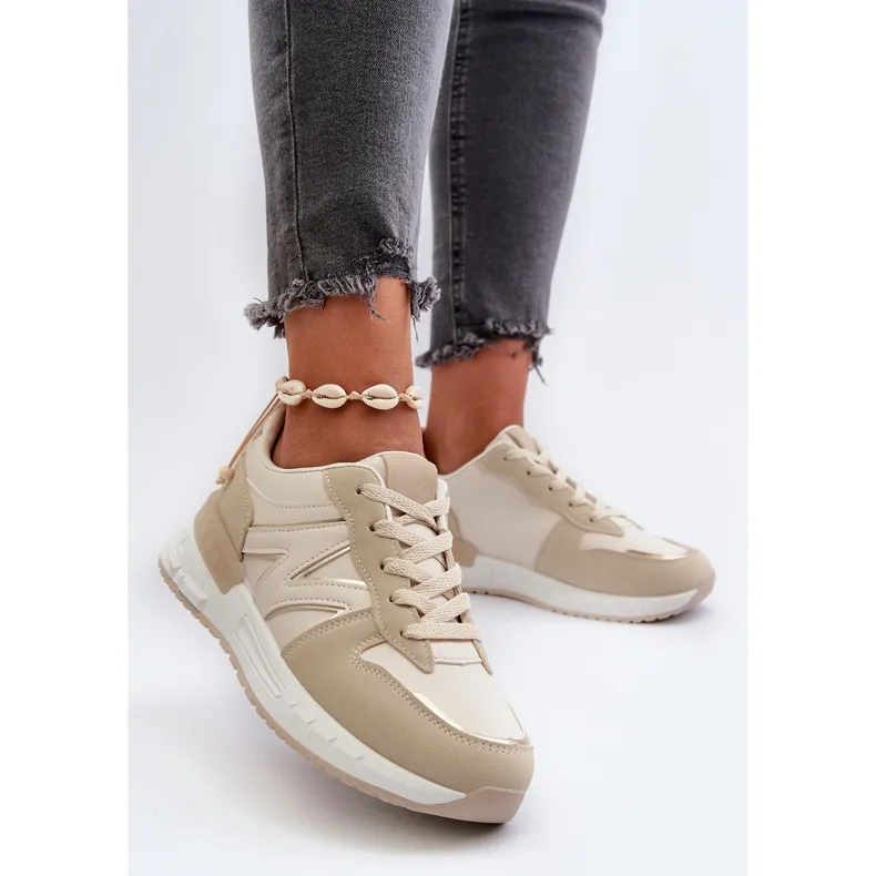 Beige Women's Sneakers Made of Eco Leather Kaimans