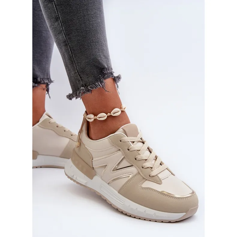 Beige Women's Sneakers Made of Eco Leather Kaimans