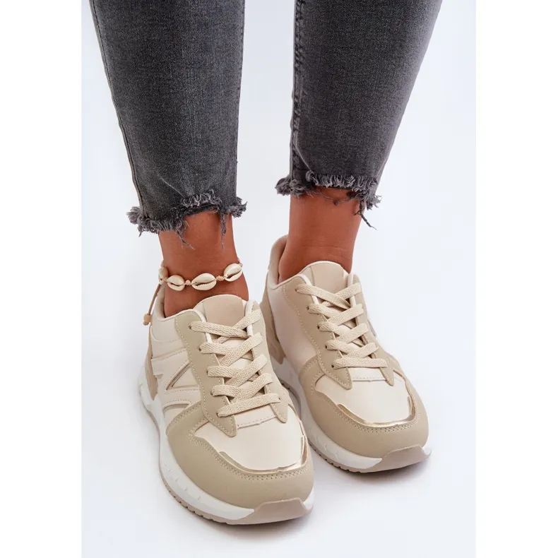 Beige Women's Sneakers Made of Eco Leather Kaimans