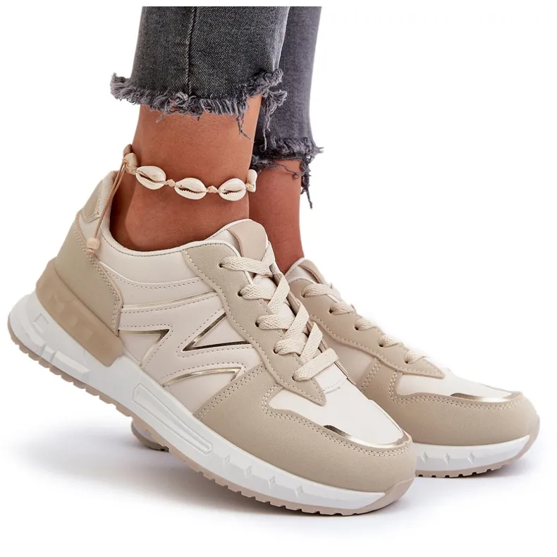 Beige Women's Sneakers Made of Eco Leather Kaimans