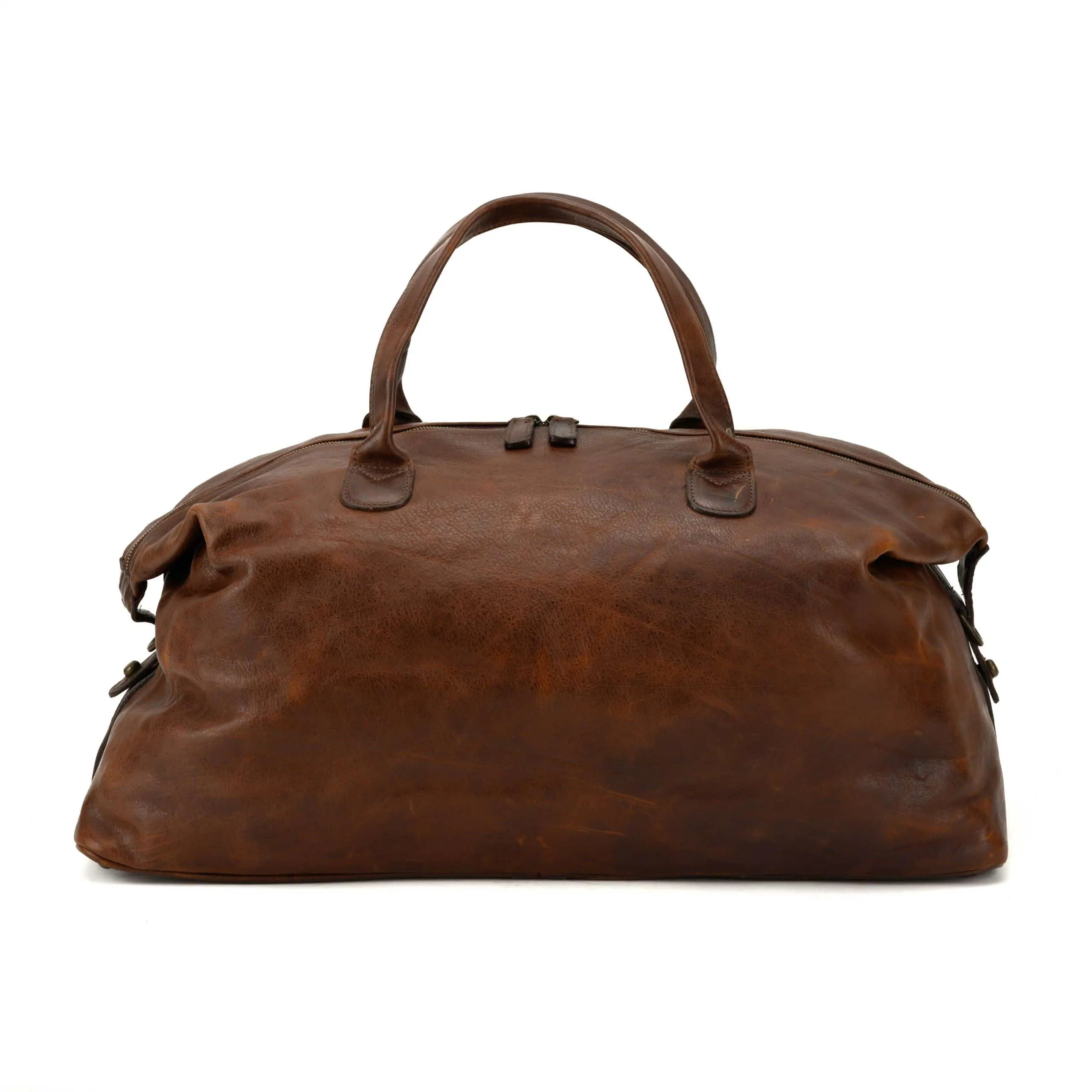 Benedict Leather Weekend Bag in Titan Milled Brown by Moore & Giles