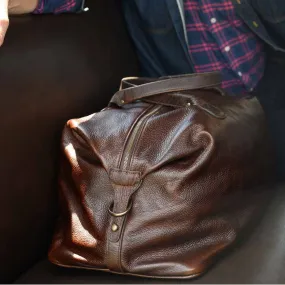 Benedict Leather Weekend Bag in Titan Milled Brown by Moore & Giles