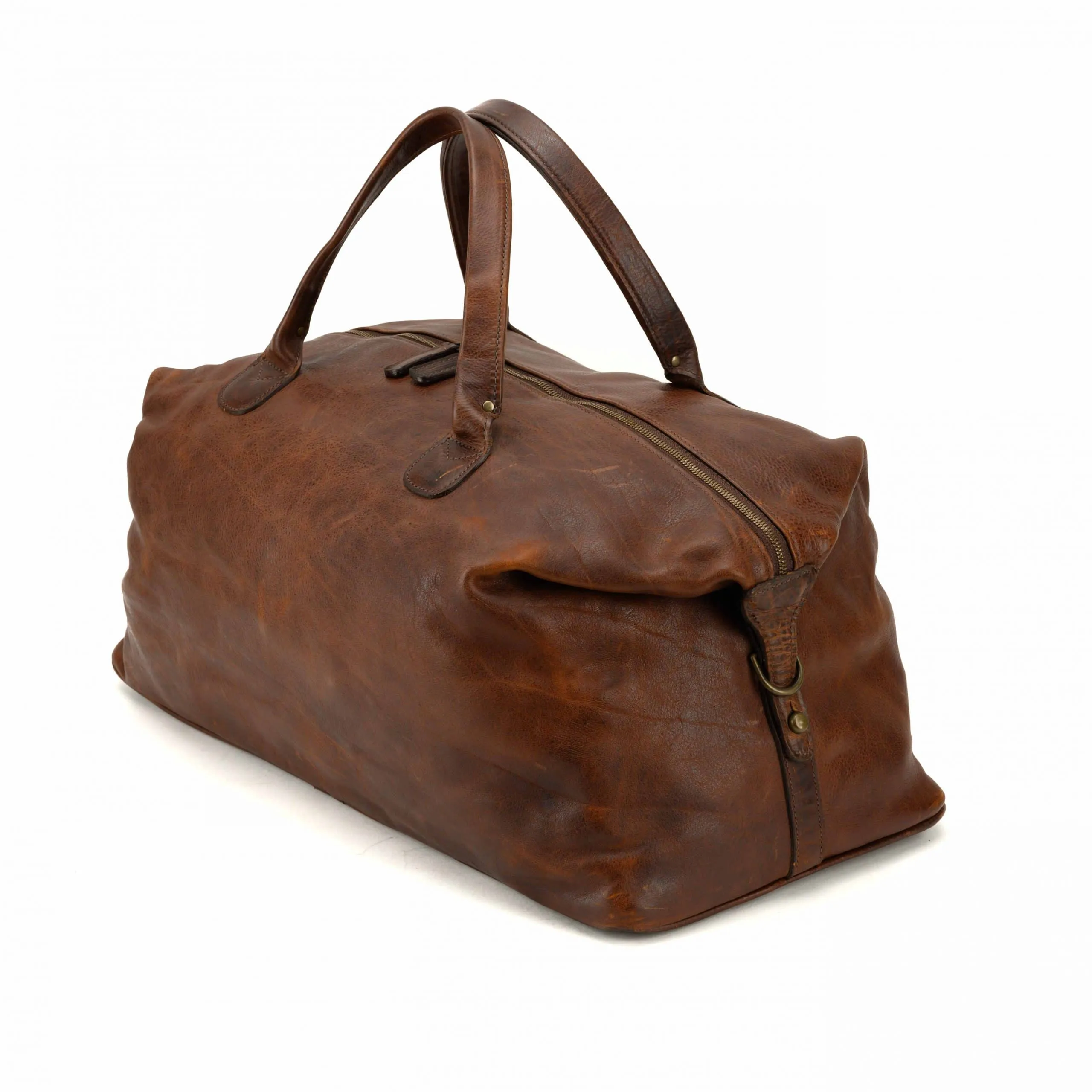 Benedict Leather Weekend Bag in Titan Milled Brown by Moore & Giles