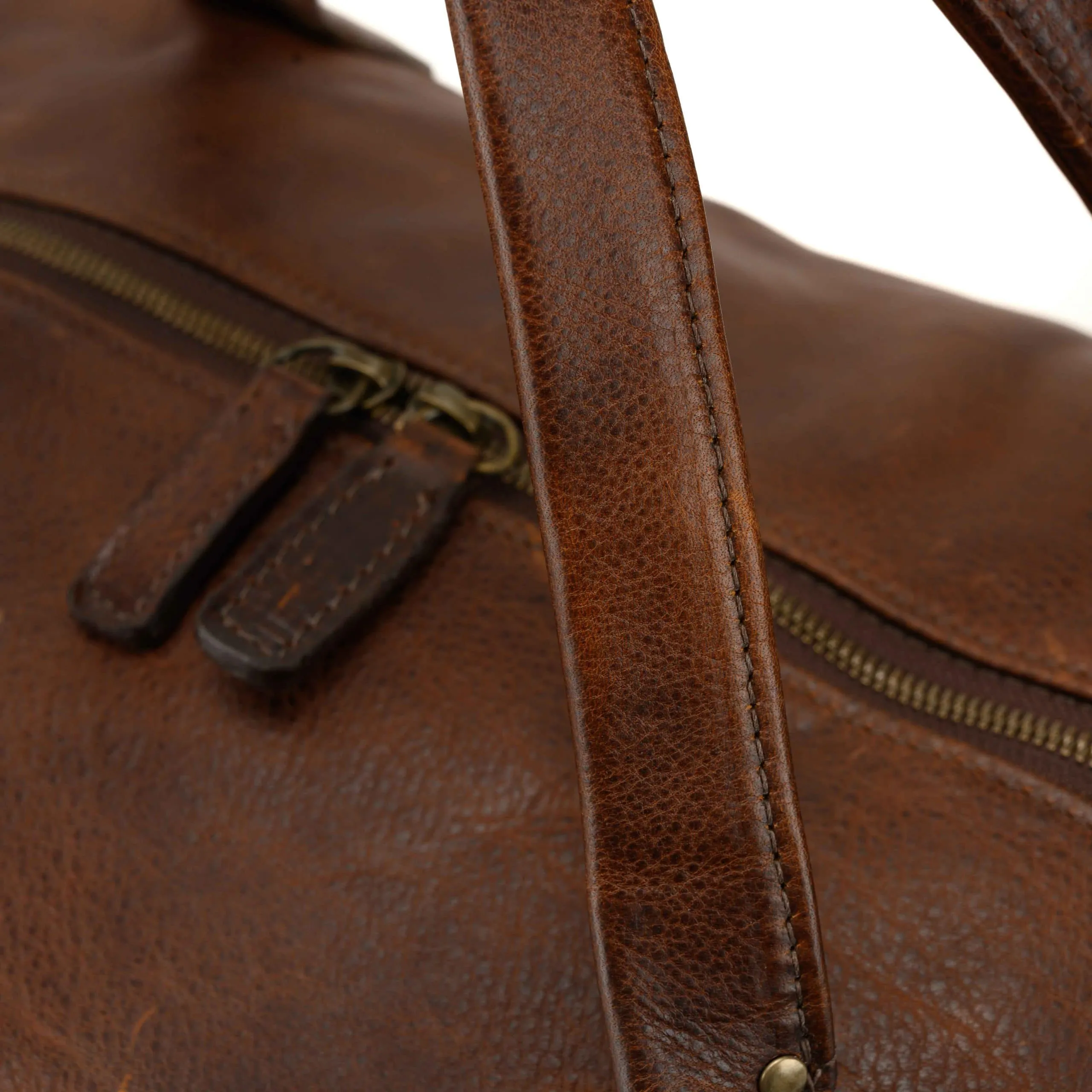 Benedict Leather Weekend Bag in Titan Milled Brown by Moore & Giles