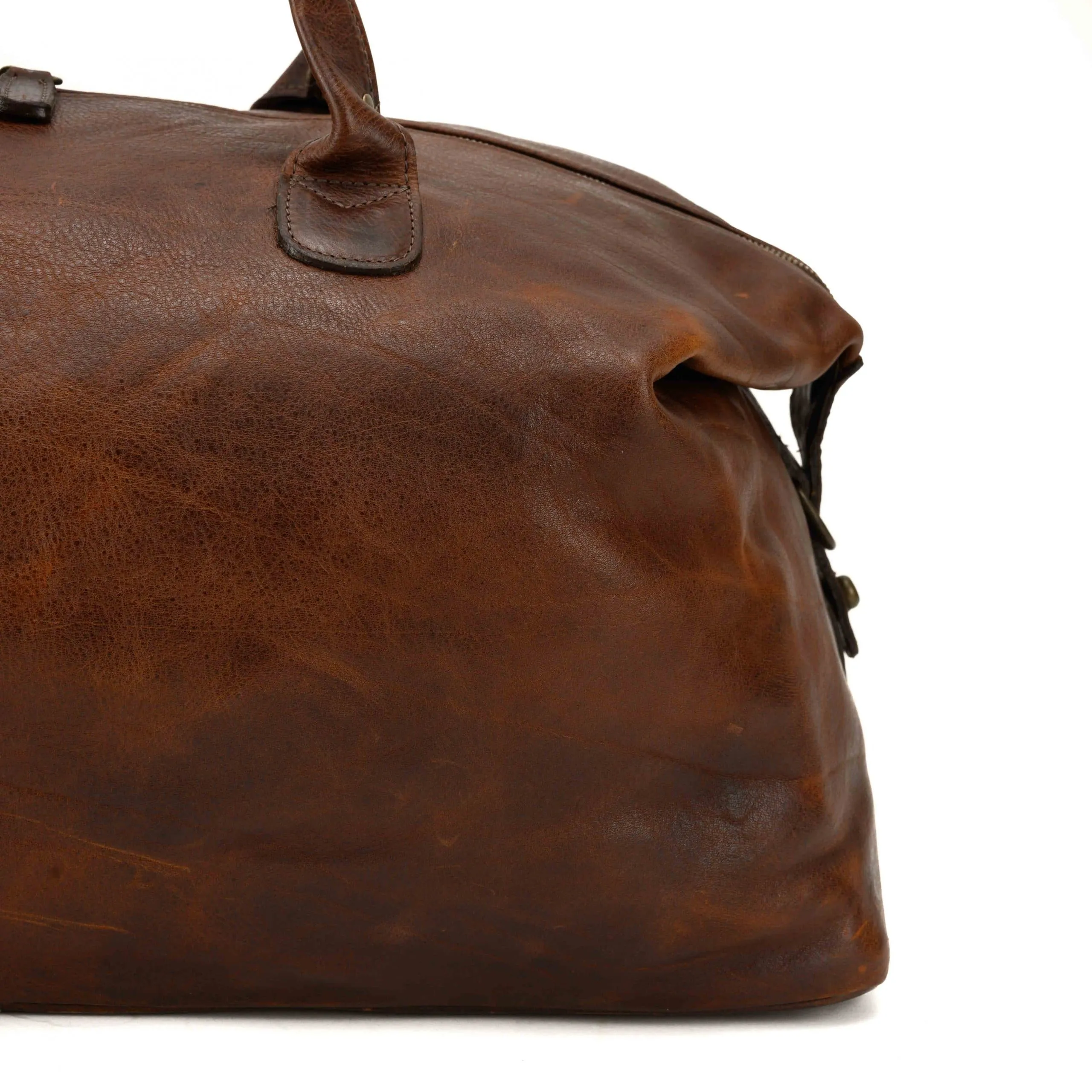 Benedict Leather Weekend Bag in Titan Milled Brown by Moore & Giles