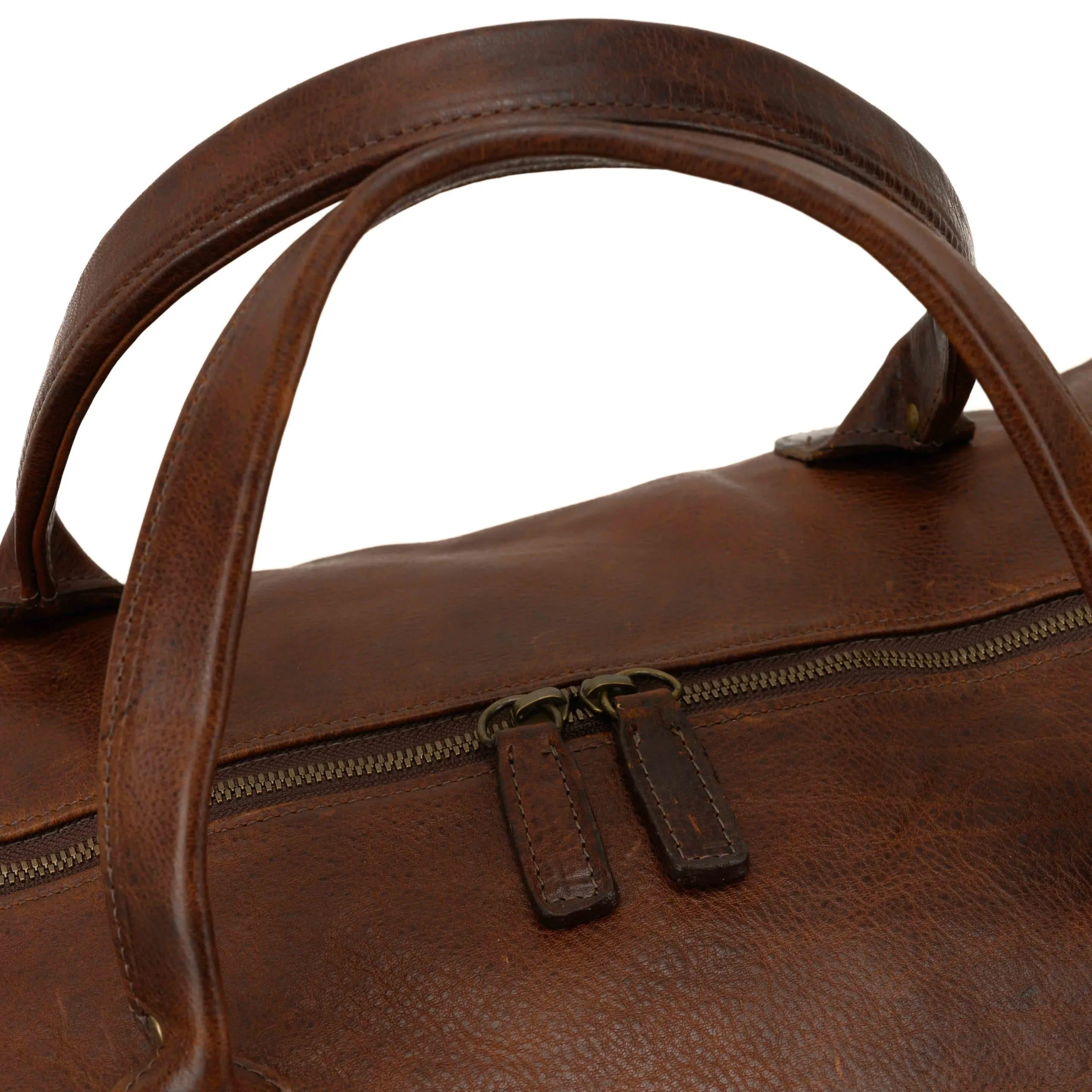 Benedict Leather Weekend Bag in Titan Milled Brown by Moore & Giles