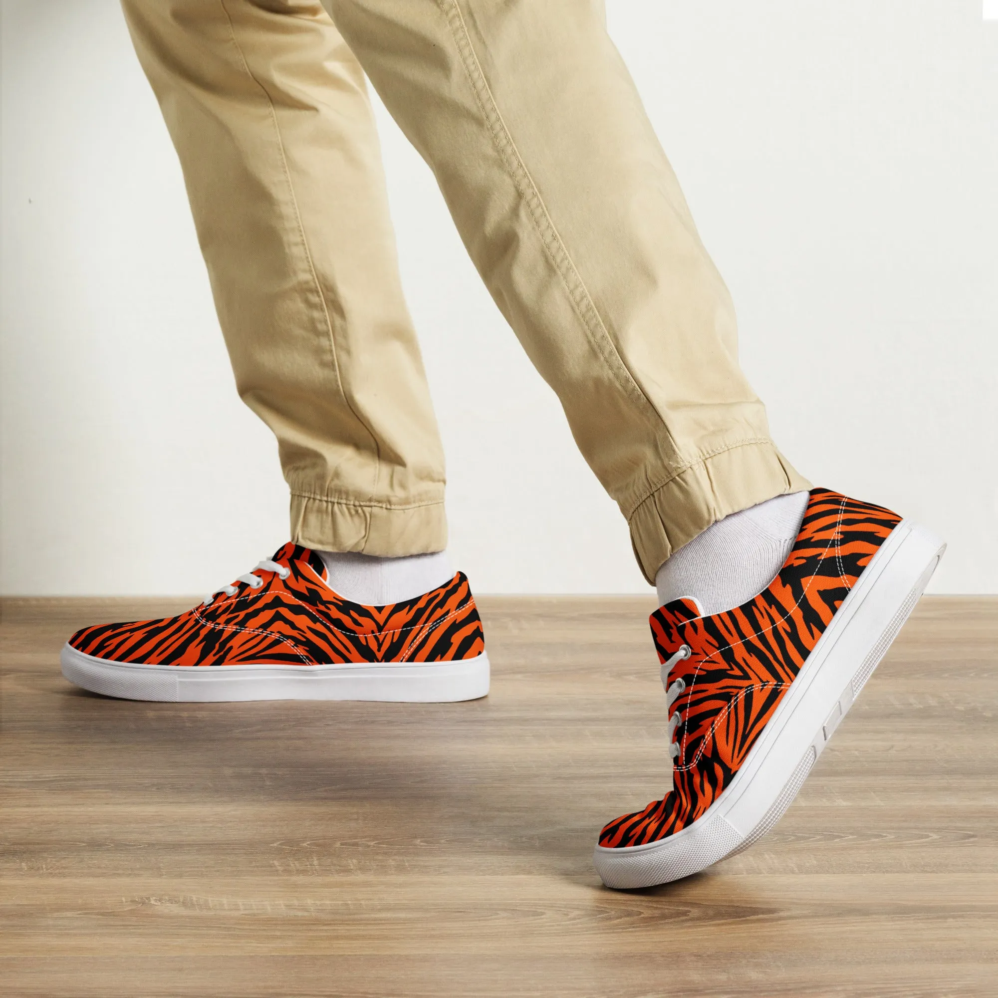 Bengal Tiger Stripe Men’s Lace-up Canvas Shoes