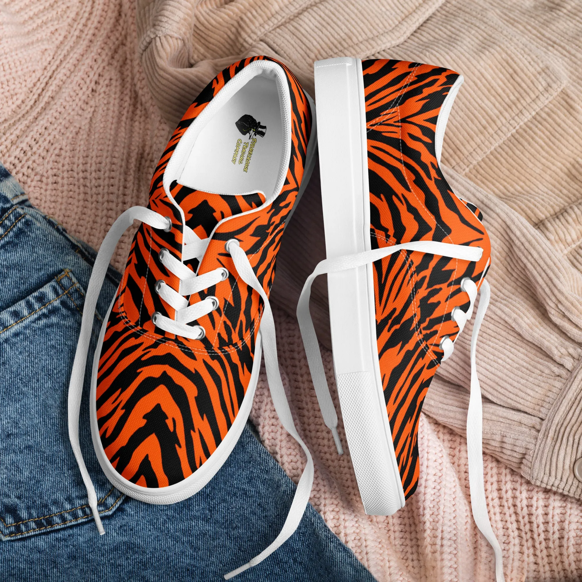 Bengal Tiger Stripe Men’s Lace-up Canvas Shoes