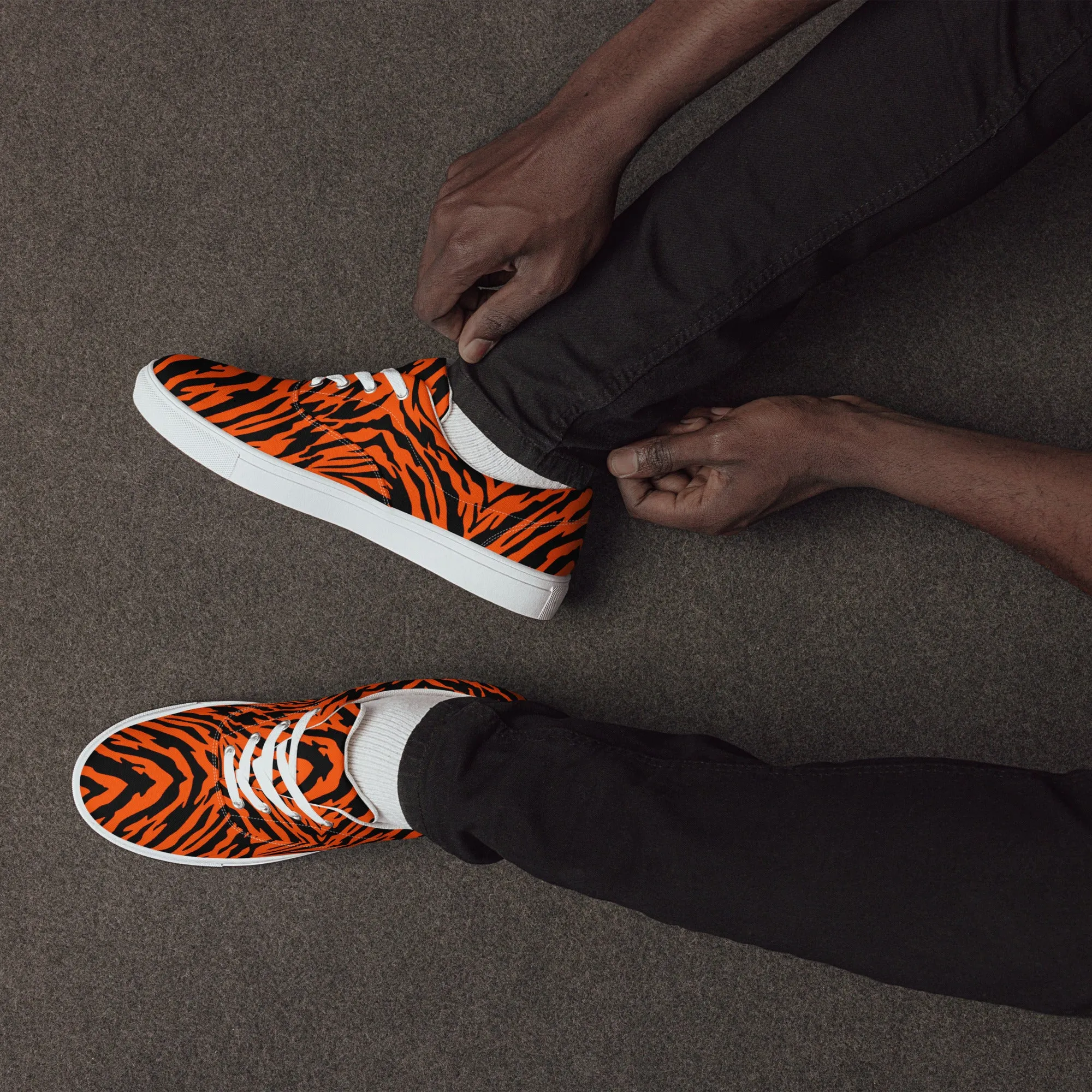 Bengal Tiger Stripe Men’s Lace-up Canvas Shoes