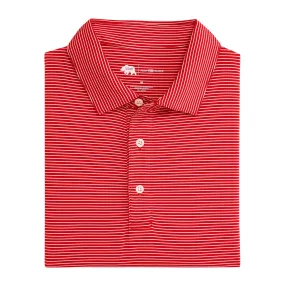 Birdie Stripe Performance Polo - Red/White