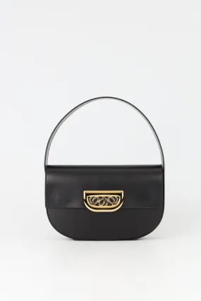 BLACK Geometric Leather Bag With Golden Latch M