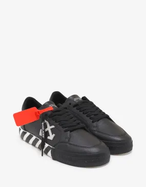 Black Grain Leather Low Vulcanized Trainers