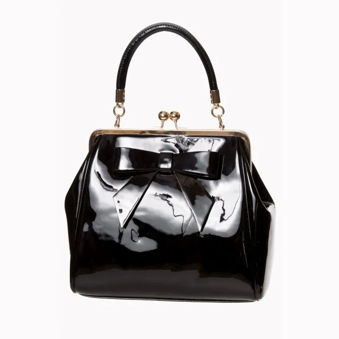 Black Retro Patent Handbag