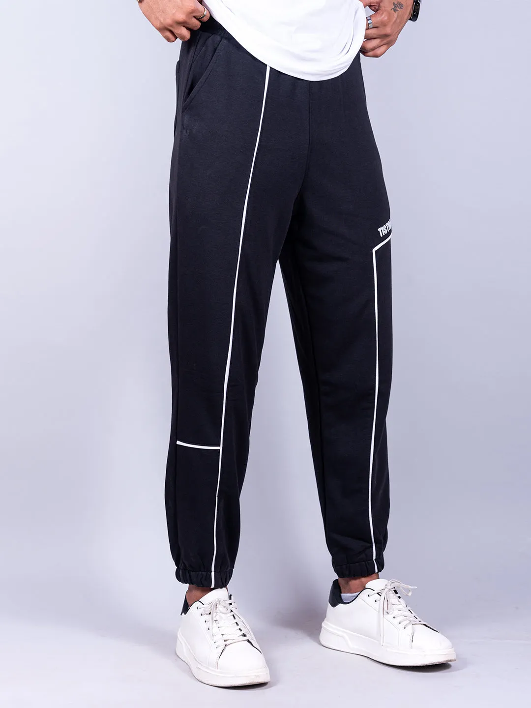 Black Tistabene Printed Cotton Joggers