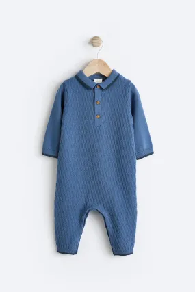 Blue Baby Knitted Romper (0mths-2yrs)