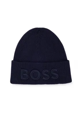 Boss Afox Beanie Hat Dark Blue