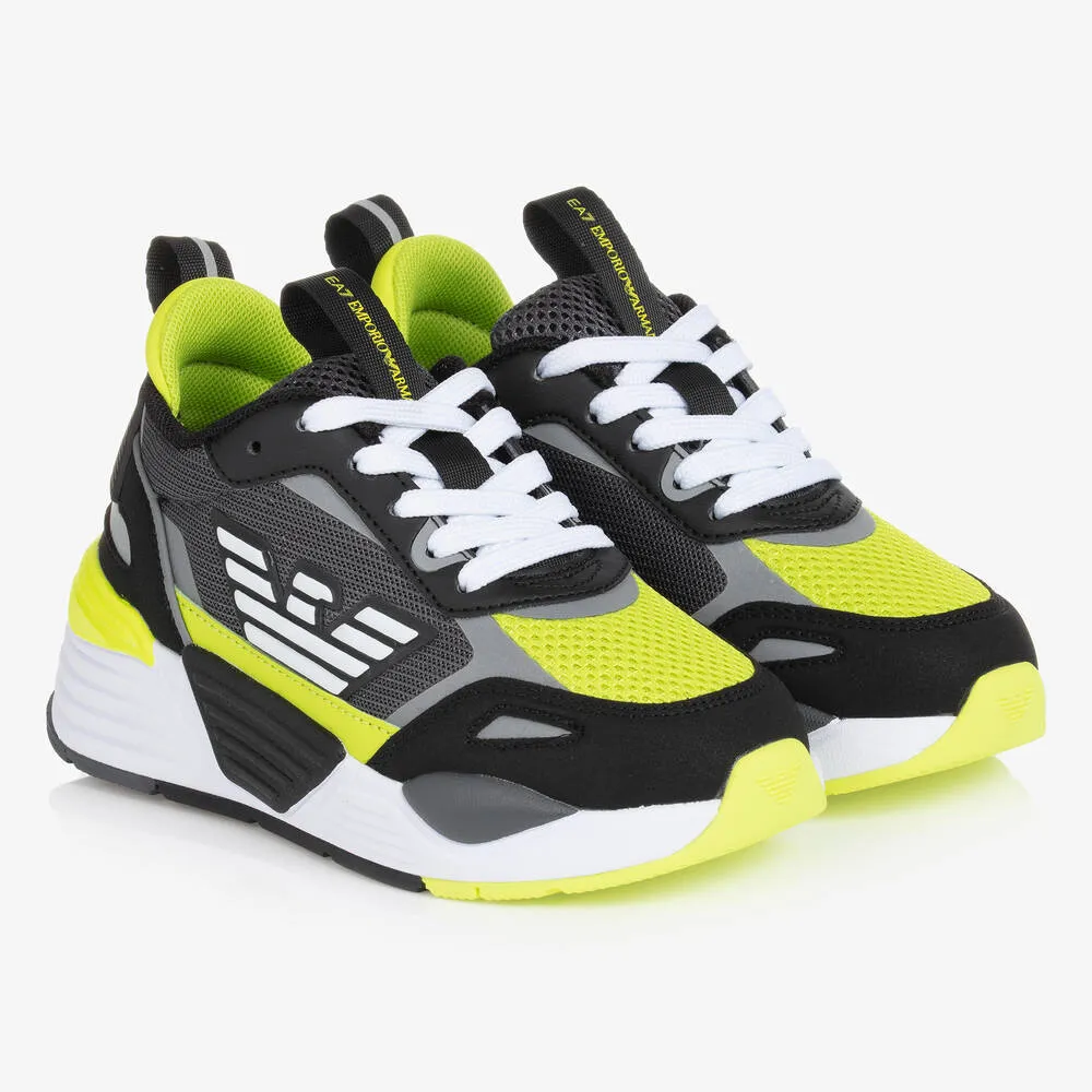 Boys Black & Yellow Logo Trainers