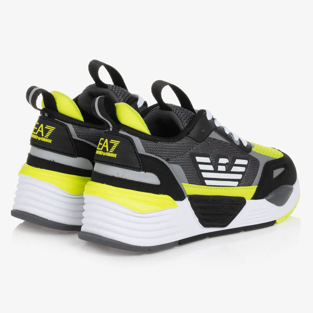 Boys Black & Yellow Logo Trainers