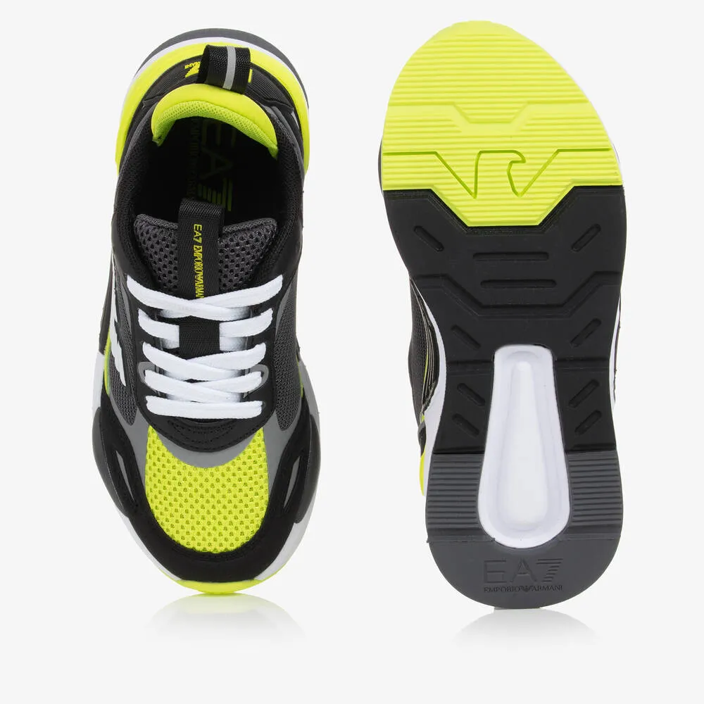 Boys Black & Yellow Logo Trainers